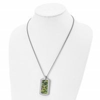 Chisel Stainless Steel Polished Printed Green Camo Under Rubber Dog Tag on a Cable Chain Necklace, 22" view 4