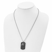 Chisel Stainless Steel Polished and Antiqued Eagle Leather Dog Tag on a Ball Chain Necklace, 22" view 4