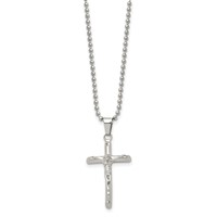 Chisel Stainless Steel Polished Crucifix Pendant on a Ball Chain Necklace, 20" view 3