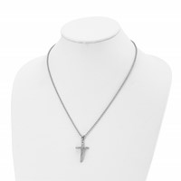 Chisel Stainless Steel Polished Crucifix Pendant on a Ball Chain Necklace, 20" view 4
