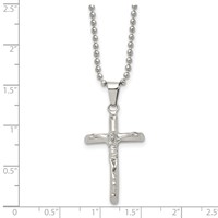 Chisel Stainless Steel Polished Crucifix Pendant on a Ball Chain Necklace, 20" view 5