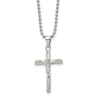 Chisel Stainless Steel Polished Crucifix Pendant on a Ball Chain Necklace, 20" view 1