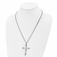 Chisel Stainless Steel Brushed and Polished Crucifix Pendant on a Curb Chain Necklace, 22" view 4