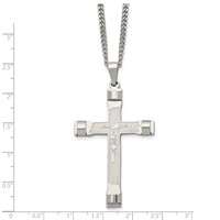 Chisel Stainless Steel Brushed and Polished Crucifix Pendant on a Curb Chain Necklace, 22" view 5