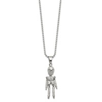 Chisel Stainless Steel Polished Moveable Skeleton Pendant on a Ball Chain Necklace, 22" view 3