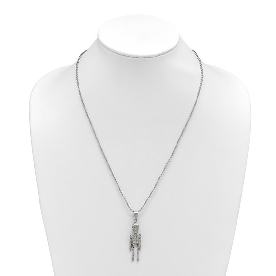 Chisel Stainless Steel Polished Moveable Skeleton Pendant on a 22 inch Ball Chain Necklace