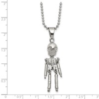 Chisel Stainless Steel Polished Moveable Skeleton Pendant on a Ball Chain Necklace, 22" view 5