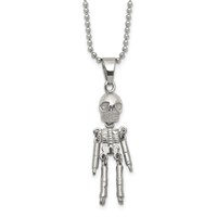 Chisel Stainless Steel Polished Moveable Skeleton Pendant on a Ball Chain Necklace, 22" view 1