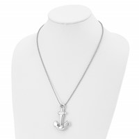 Chisel Stainless Steel Polished Hollow Anchor Pendant on a Ball Chain Necklace, 22" view 4