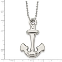 Chisel Stainless Steel Polished Hollow Anchor Pendant on a Ball Chain Necklace, 22" view 5