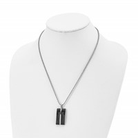 Stainless Steel Polished Black IP-plated Necklace with Cable Rectangle, 20" view 4