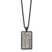 Chisel Stainless Steel Brushed and Polished Black IP-plated Power and Passion Pendant on a Cable Chain Necklace, 22" view 3