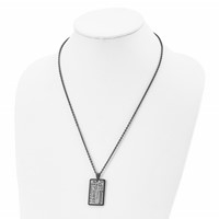 Chisel Stainless Steel Brushed and Polished Black IP-plated Power and Passion Pendant on a Cable Chain Necklace, 22" view 4