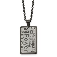 Chisel Stainless Steel Brushed and Polished Black IP-plated Power and Passion Pendant on a Cable Chain Necklace, 22" view 1