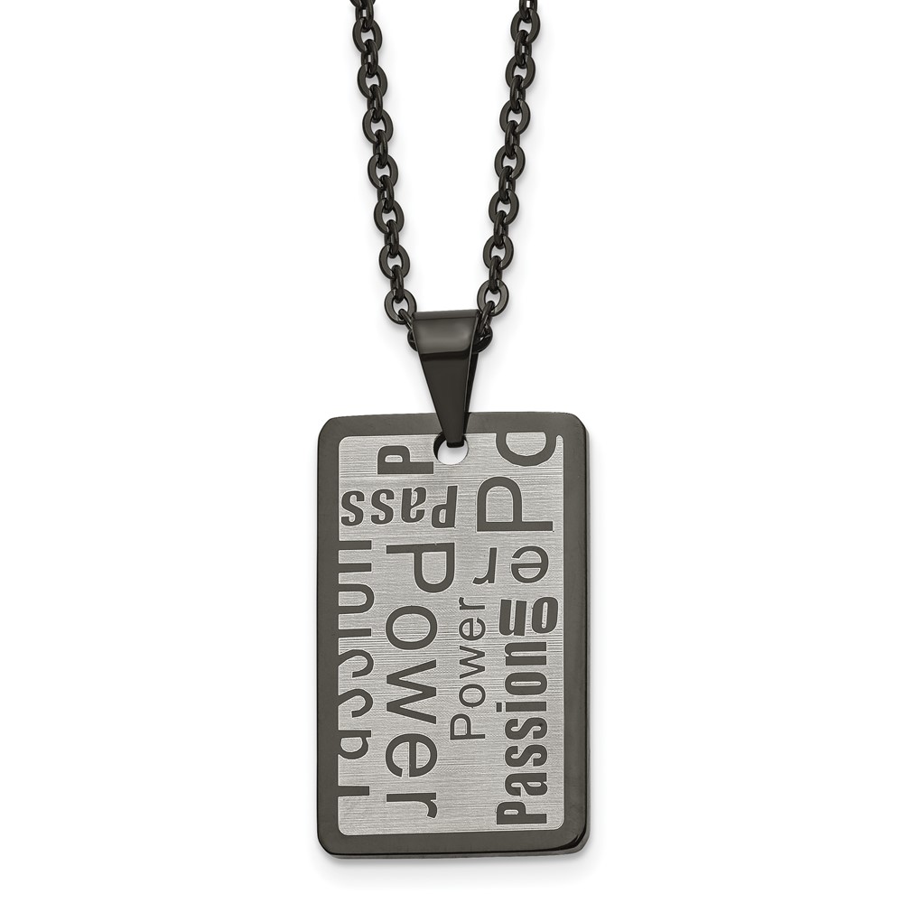 Stainless Steel Brushed and Polished Black IP-plated 22in Necklace