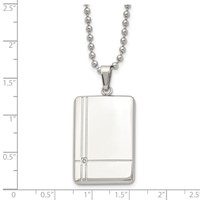 Chisel Stainless Steel Polished Necklace with CZ Dog Tag on a Ball Chain, 22" view 5