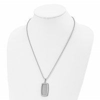 Stainless Steel 22in Polished and Textured Rectangle Necklace view 4