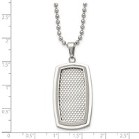 Stainless Steel 22in Polished and Textured Rectangle Necklace view 5