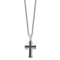 Chisel Stainless Steel Polished Black IP-plated Cross Pendant on a Cable Chain Necklace, 22" view 3