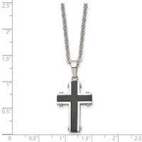 Chisel Stainless Steel Polished Black IP-plated Cross Pendant on a Cable Chain Necklace, 22" view 5