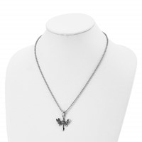 Chisel Stainless Steel Antiqued and Polished Cross Necklace with Wings Pendant on a Ball Chain, 20" view 4