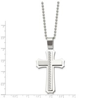 Chisel Stainless Steel Brushed and Polished Swirl Design Cross Pendant on a Ball Chain Necklace, 24" view 3