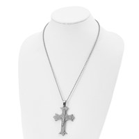 Chisel Stainless Steel Polished Laser Cut Crucifix Pendant on a Ball Chain Necklace, 22" view 4