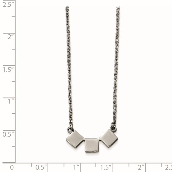 Stainless Steel Polished Three Squares Necklace