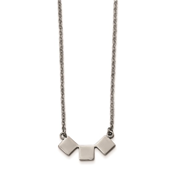 Stainless Steel Polished Three Squares Necklace