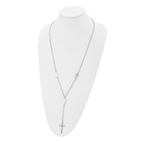 Stainless Steel Polished Cross Dangle Slip on Necklace, 30" view 5