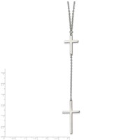 Stainless Steel Polished Cross Dangle Slip on Necklace, 30" view 4