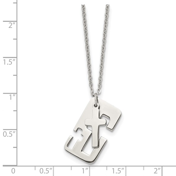 Stainless Steel Polished 2 Piece Cross 18.25in Necklace