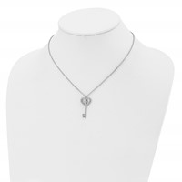 Stainless Steel Polished Key Necklace with Cross, 16" view 4