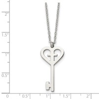 Stainless Steel Polished Key Necklace with Cross, 16" view 5