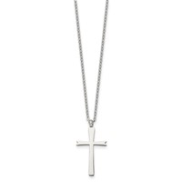 Chisel Stainless Steel Polished Cross Pendant on an Cable Chain Necklace, 18" view 3