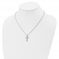 Chisel Stainless Steel Polished Cross Pendant on an Cable Chain Necklace, 18" view 4