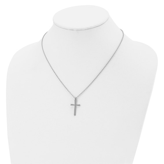 Chisel Stainless Steel Polished Cross Pendant on an 18 inch Cable Chain Necklace