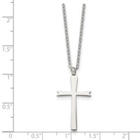Chisel Stainless Steel Polished Cross Pendant on an Cable Chain Necklace, 18" view 5