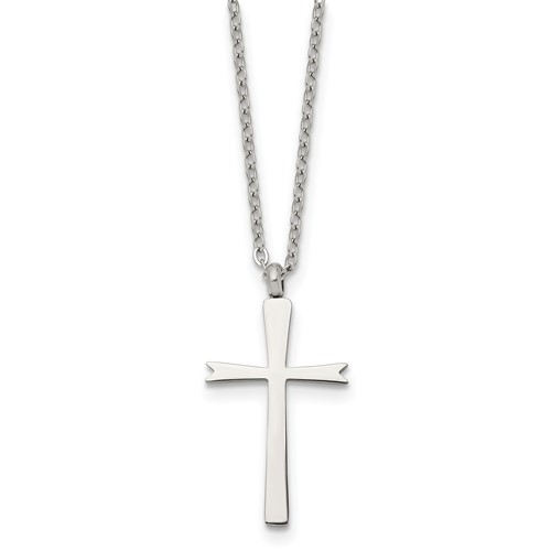 Chisel Stainless Steel Polished Cross Pendant on an Cable Chain Necklace, 18"