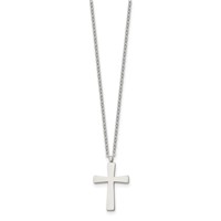 Chisel Stainless Steel Polished Small Cross Pendant on an Cable Chain Necklace, 18" view 3