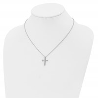 Chisel Stainless Steel Polished Small Cross Pendant on an Cable Chain Necklace, 18" view 4