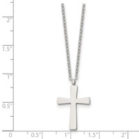 Chisel Stainless Steel Polished Small Cross Pendant on an Cable Chain Necklace, 18" view 5