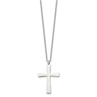 Chisel Stainless Steel Polished Large Cross Pendant on an Cable Chain Necklace, 18" view 3