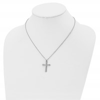 Chisel Stainless Steel Polished Large Cross Pendant on an Cable Chain Necklace, 18" view 4