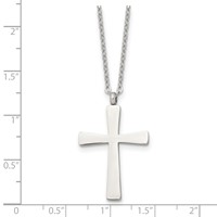 Chisel Stainless Steel Polished Large Cross Pendant on an Cable Chain Necklace, 18" view 5