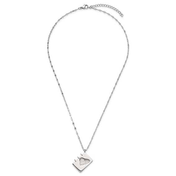 Chisel Stainless Steel Brushed and Polished Lord's Prayer in Spanish Notebook Pendant on a 17.5 inch Necklace