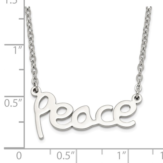 Stainless Steel Polished PEACE Necklace