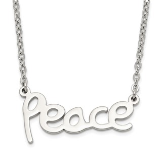 Stainless Steel Polished PEACE Necklace