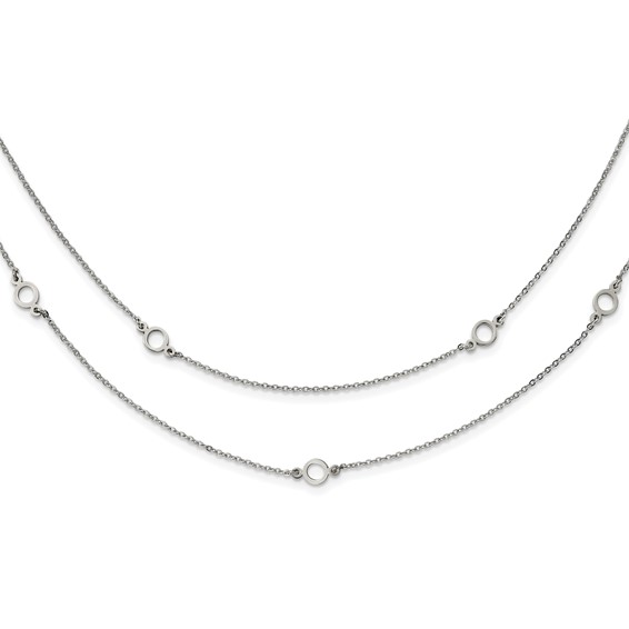 Stainless Steel Polished Two Strand 15.75in w/2in ext Necklace