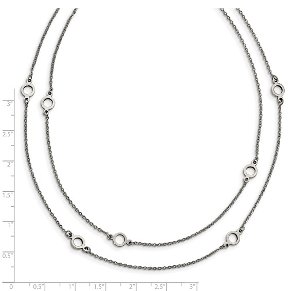 Stainless Steel Polished Two Strand 15.75in w/2in ext Necklace